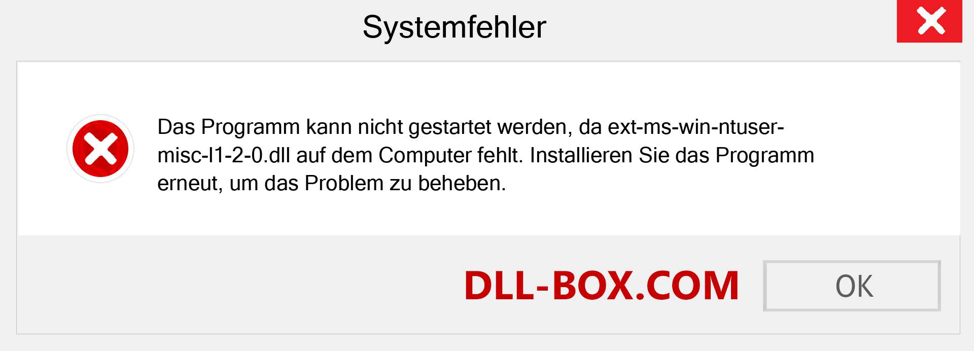 ext-ms-win-ntuser-misc-l1-2-0.dll-Datei fehlt?. Download für Windows 7, 8, 10 - Fix ext-ms-win-ntuser-misc-l1-2-0 dll Missing Error unter Windows, Fotos, Bildern